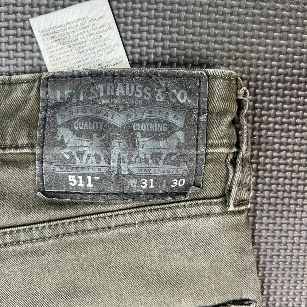 Levi's 511 Slim Commuter Jeans Men 31x30 Green & Blue Stretch Reflective Bike - Picture 5 of 12